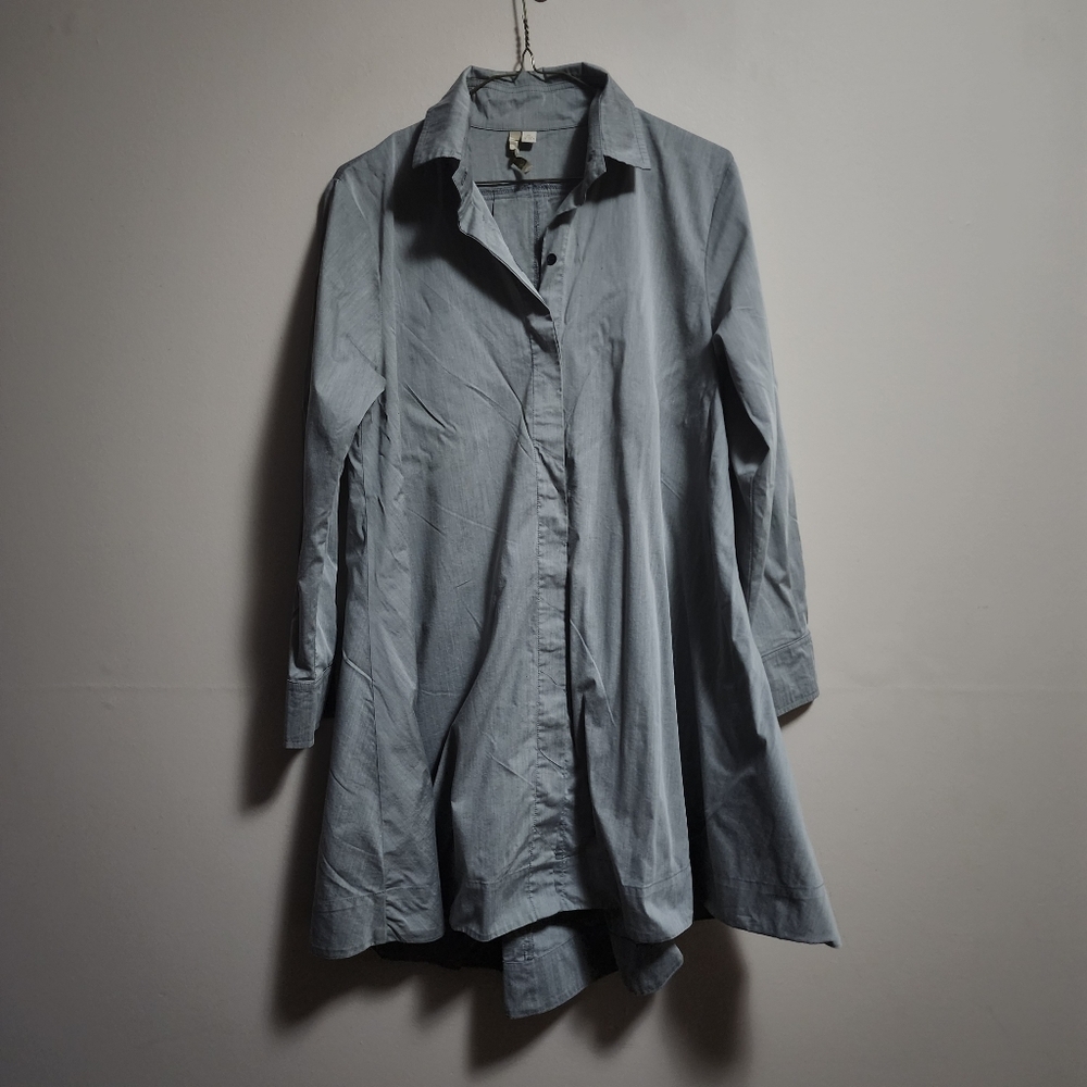 Comfy USA oversized long sleeves button down tunic colo grey aize small /medium